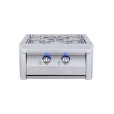 RCS Pro Burner Side Burner ASB3 showcasing its durable 304 stainless steel construction and blue LED control lights.